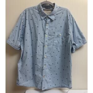 Weatherproof GSL Vintage Mens XL Blue Palm Print Button Up Shirt Cotton